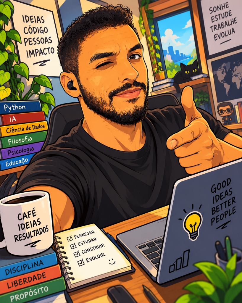 Ilustração do CEO Juan Apolinario em ambiente de trabalho